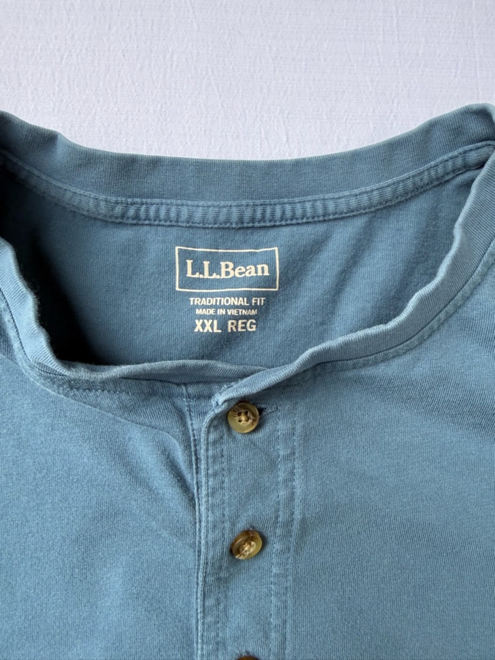 L.L. Bean Men's Traditional Fit Blue Henley Shirt